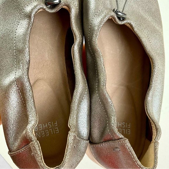 Eileen Fisher Loafers Sydney Slip-On Leather Sulver Sneakers woman Size 9 - Picture 3 of 11